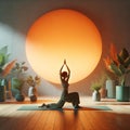 Portrait of a young woman meditating while practising yoga.