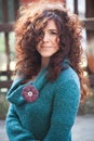 Portrait of young woman with natural curly hair Royalty Free Stock Photo