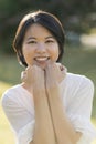 Portrait young woman outdoor back light Royalty Free Stock Photo