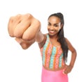 Portrait of a young woman with a powerful punch Royalty Free Stock Photo