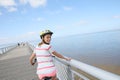 Portrait of young woman riding bike Royalty Free Stock Photo