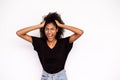 Portrait of young woman shouting in stress Royalty Free Stock Photo