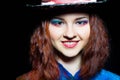 Portrait of young woman in the similitude of the Hatter Royalty Free Stock Photo