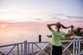 Portrait of young woman in sportswear who stopped for break between workouts Royalty Free Stock Photo