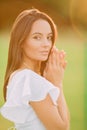 Portrait of young woman at sunset Royalty Free Stock Photo