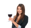 Portrait of young woman tasting sampling red wine alcohol drink