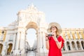 Woman traveling in Lisbon, Portugal Royalty Free Stock Photo