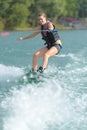 portrait young woman water skiing Royalty Free Stock Photo