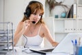 Portrait of young woman call center worker Royalty Free Stock Photo