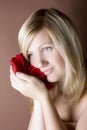 Portrait of young women holding petals Royalty Free Stock Photo