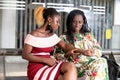 Portrait of young women in a waiting room