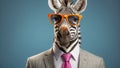 Portrait zebra glasses character business humor funny head animal design cute mammal