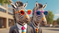 Portrait zebra glasses intelligent business suit funny head animal design cute mammal