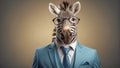 Portrait zebra glasses intelligent business suit fashion head animal design cute