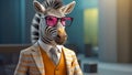 Portrait zebra glasses intelligent business suit fashion
