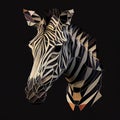 portrait zebra polygonal on dark background Generative AI Royalty Free Stock Photo