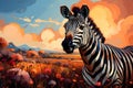 Portrait of a zebra in the savanna. Oil painting in the style of impressionism Royalty Free Stock Photo