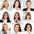 Portraits of smiling business women. Collage Royalty Free Stock Photo