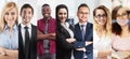 Portraits of an ethnically diverse of young people group of focused business professionals. Collage and teamwork concept Royalty Free Stock Photo