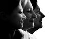 portraits of family portrait of three generations of women, heredity concept.