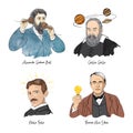 Graham Bell, Galileo Galilei, Nikola Tesla, Thomas Alva Edison