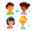 Portraits of happy preschool children - colorful set of characters Royalty Free Stock Photo