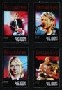 Portraits of Kurt Cobain on a series of four stamps Royalty Free Stock Photo