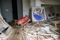 Portraits of the leaders of the Soviet Union in one of the rooms in ghost city Pripyat, Ukraine, December 2019