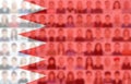 Portraits of many people on the background of the flag of Bahrain