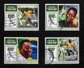 Portraits of PelÃÂ© on a series of stamps