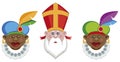 Portraits of Sinterklaas and his colorful helpers