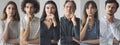 Portraits of thinking people collage Royalty Free Stock Photo