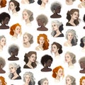 Portraits of a various beautiful girls with different hairstyle. Royalty Free Stock Photo