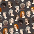 Portraits of a various beautiful girls with different hairstyle. Royalty Free Stock Photo