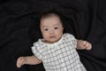 Portraiture image of Three month old Asian Cute little baby boy lsolated on Black