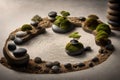 The delicate balance of emotional harmony with a well-composed image of a zen garden