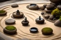 The delicate balance of emotional harmony with a well-composed image of a zen garden,
