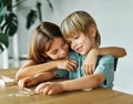 child girl boy childhood kid brother sister love family together fun happy joy happiness cute play playing board game