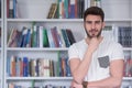 Portret od student in school library Royalty Free Stock Photo