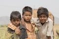 Portret three young boy in Pushkar Camel Mela, India Royalty Free Stock Photo