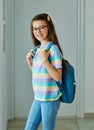 child backpack house leaving education school family home girl woman mother student female happy morning ready teen Royalty Free Stock Photo