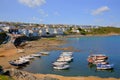 Portscatho Cornwall Roseland Peninsula boats in harbour south west coast of England UK Royalty Free Stock Photo