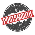Portsmouth England Round Travel Stamp. Icon Skyline City Design. Seal Tourism illustration vector Badge.