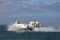 02/19/2019 Portsmouth, Hampshire,The Portsmouth To Isle of Wight Hovercraft leaving Portsmouth from Southsea beach