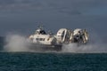 02/19/2019 Portsmouth, Hampshire,The Portsmouth To Isle of Wight Hovercraft leaving Portsmouth from Southsea beach