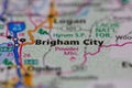 07-28-2021 Portsmouth, Hampshire, UK, Brigham City Utah USA shown on a road map or Geography map Royalty Free Stock Photo