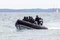 British police patrolling in a rigid inflatable boat