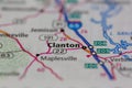 04-26-2021 Portsmouth, Hampshire, UK, Clanton Alabama USA shown on a road map or geography map