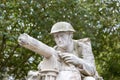 09/29/2020 Portsmouth, Hampshire, UK A close up of the statue of a world war two machine gunner, a part of a war memorial