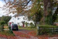 06/18/2019 Portsmouth, Hampshire, UK The exterior of a typical English country cottage in Autumn or fall Royalty Free Stock Photo